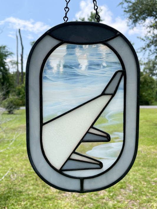 Airplane Window Sky View in Stained Glass