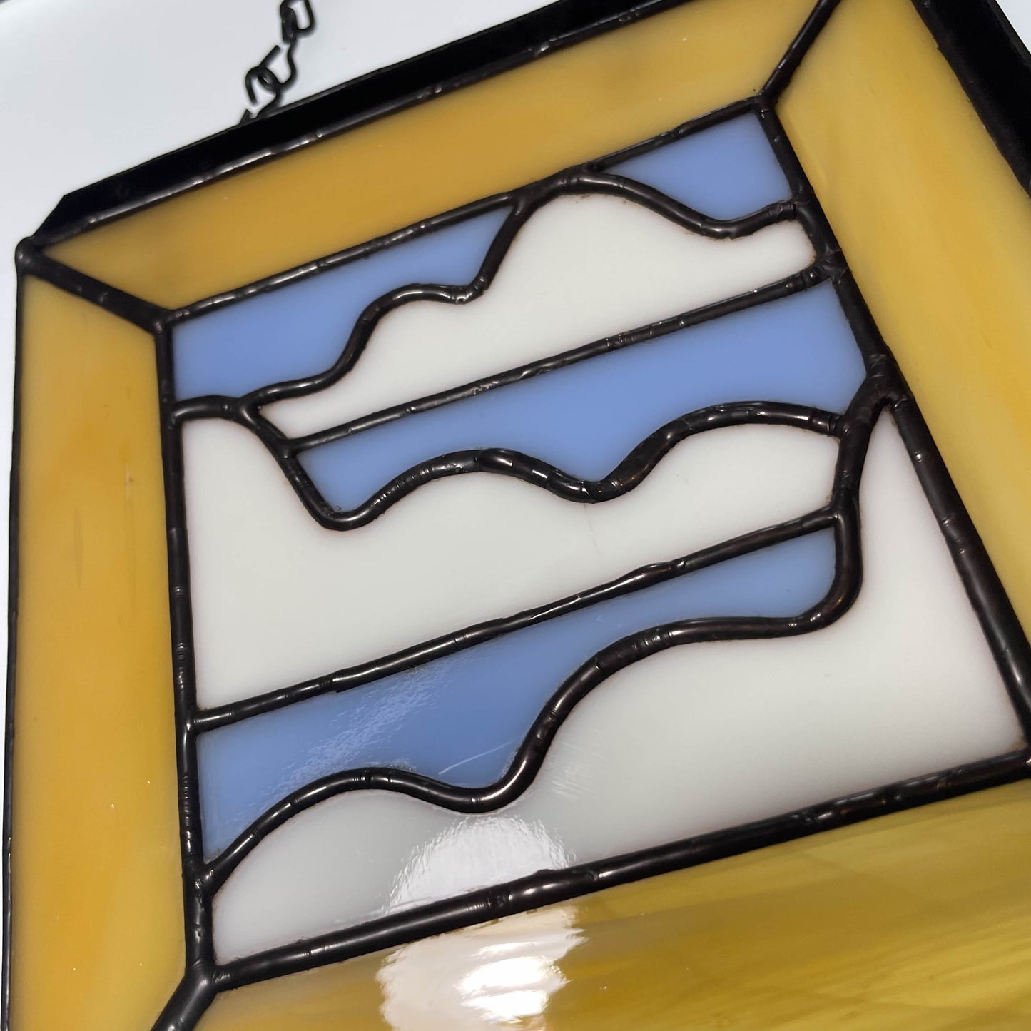 Cloudy Blue Sky 2-D Isometric Picture Frame Stained Glass Suncatcher