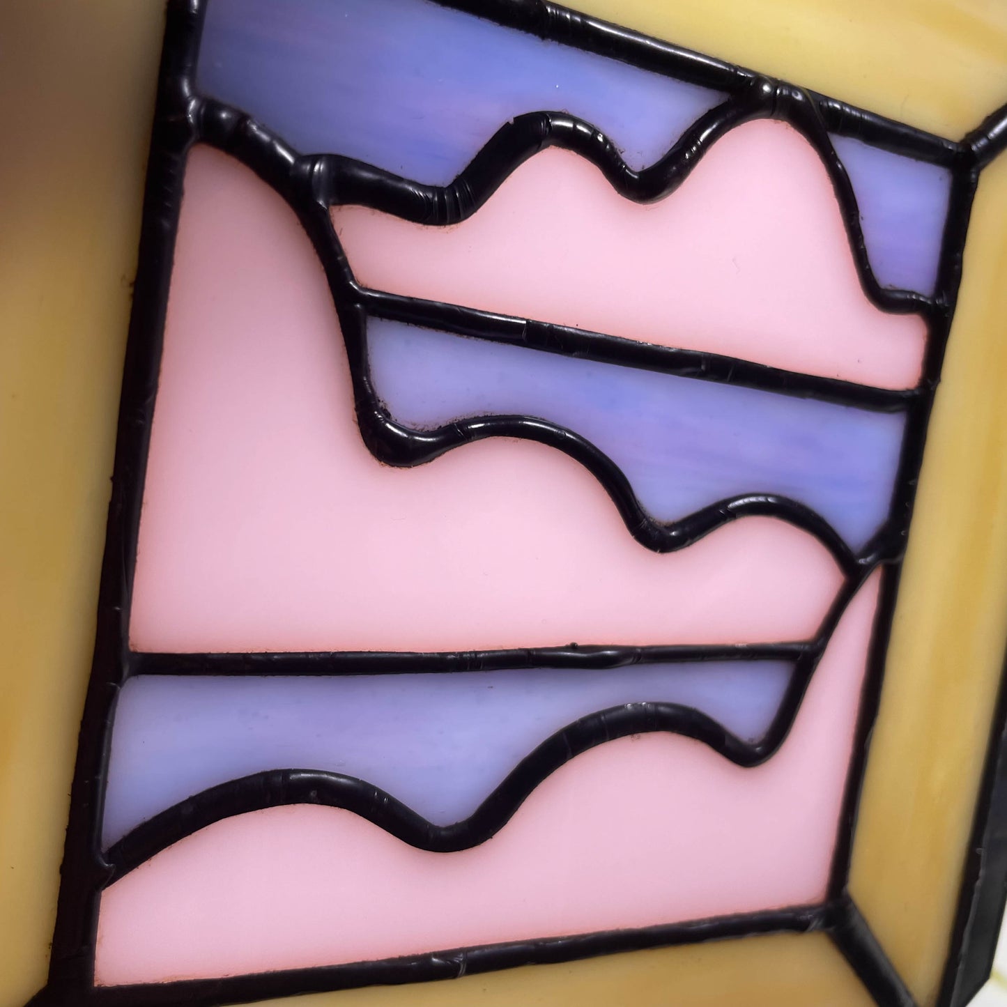 Cloudy Pink Sky 2-D Isometric Picture Frame Stained Glass Suncatcher