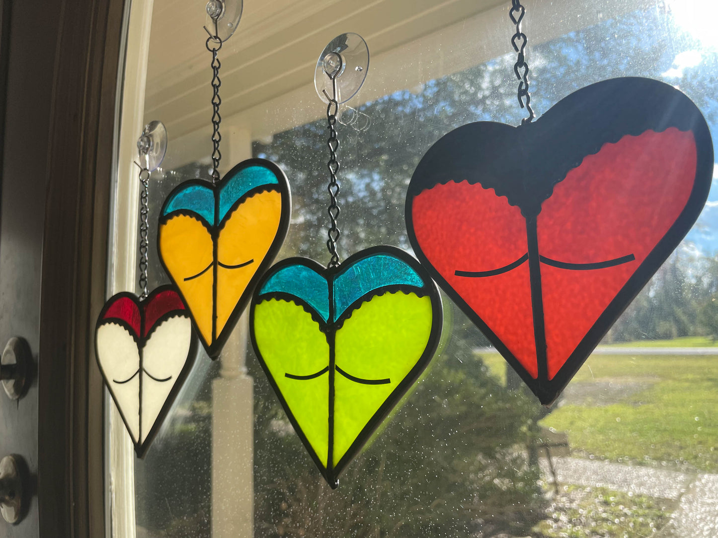 Green Toned Booty Heart Suncatcher