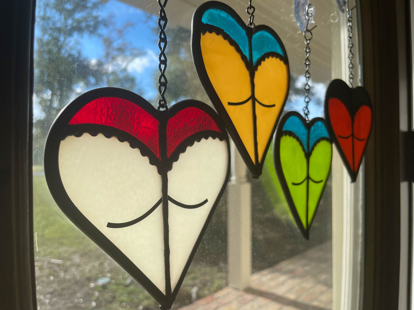 Green Toned Booty Heart Suncatcher