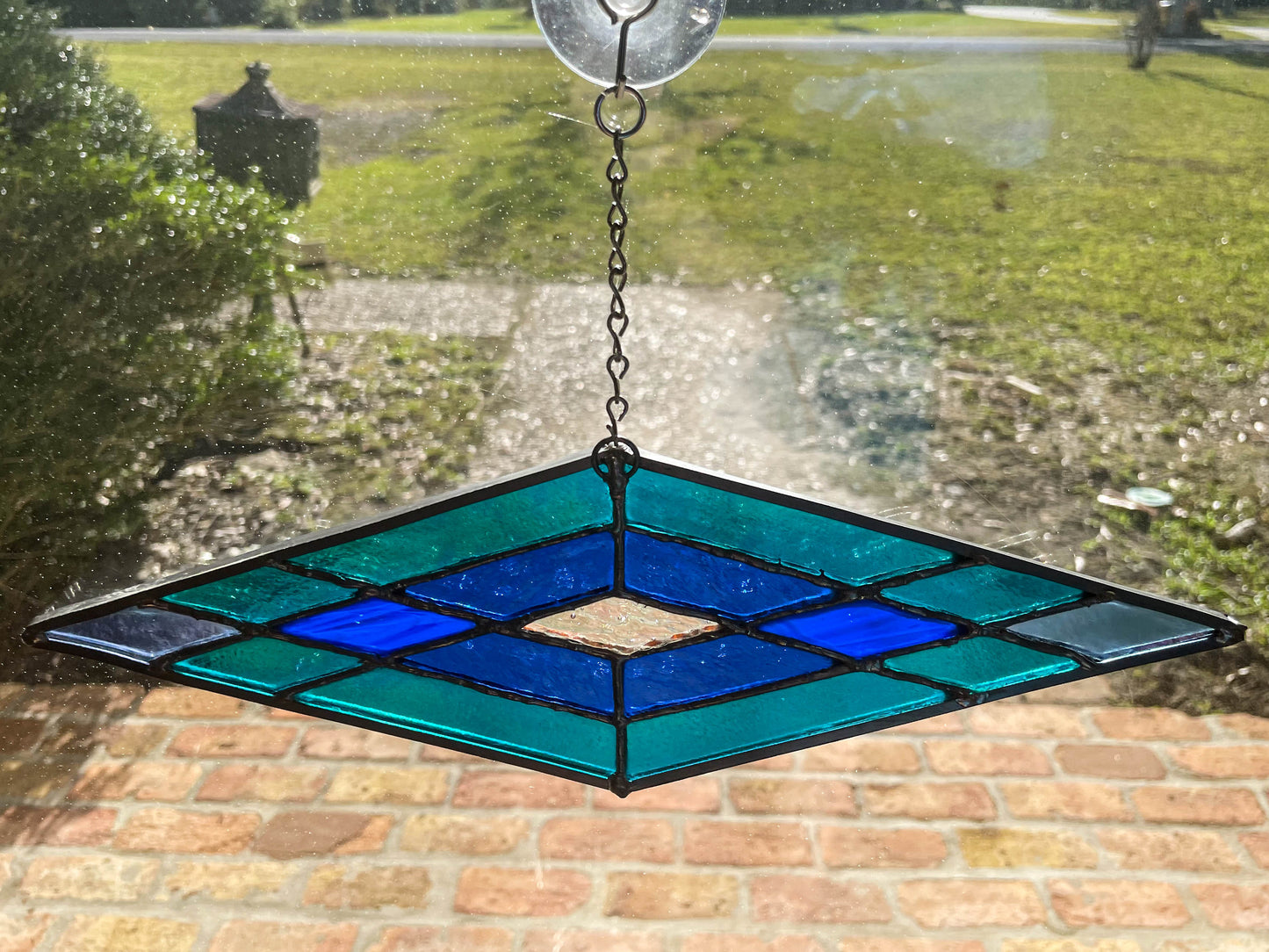 Iridescent Diamond Stained Glass Suncatcher