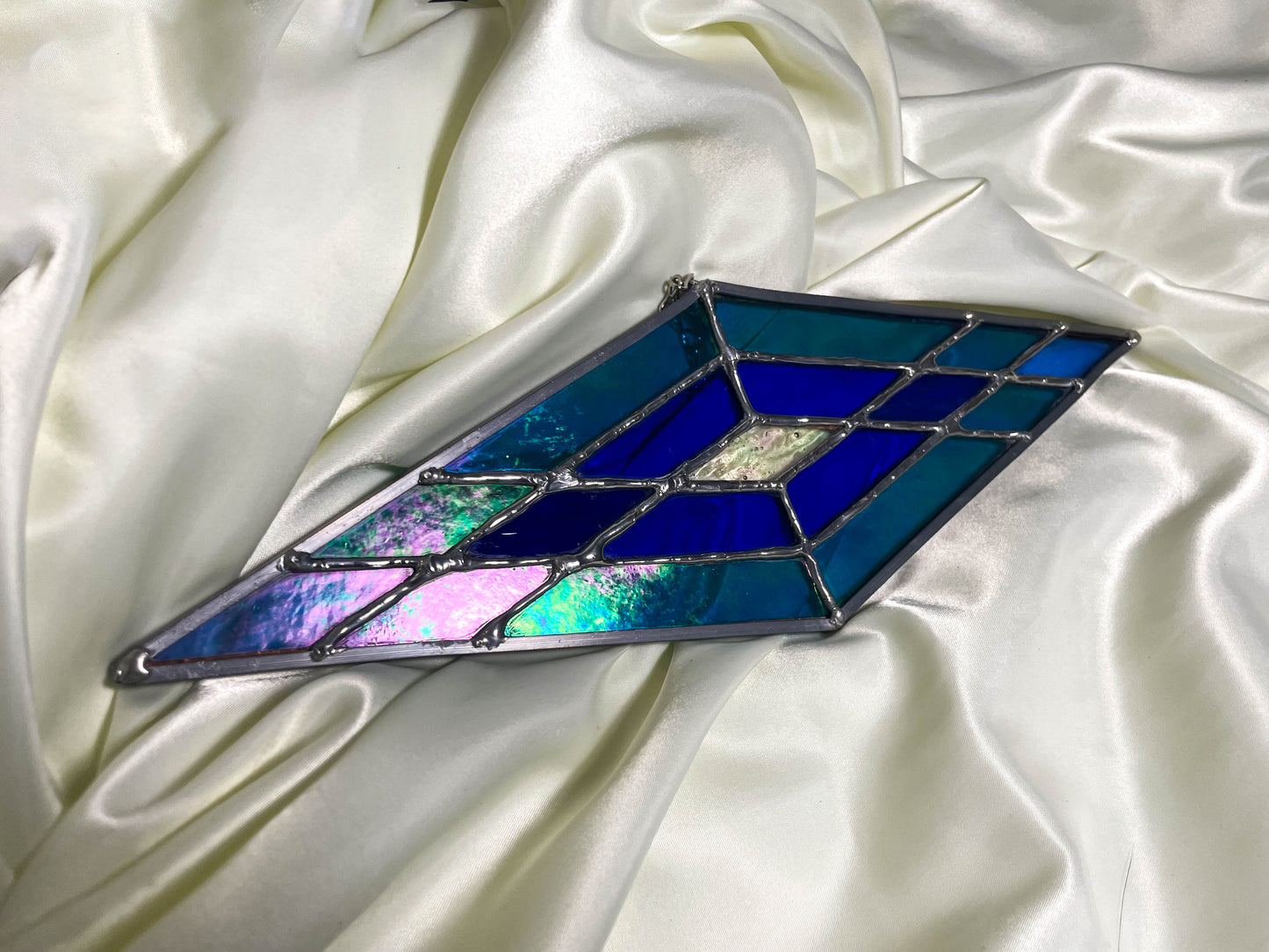 Iridescent Diamond Stained Glass Suncatcher