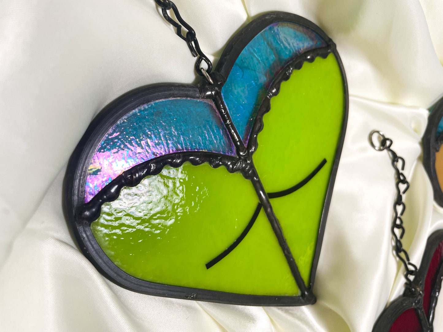 Green Toned Booty Heart Suncatcher