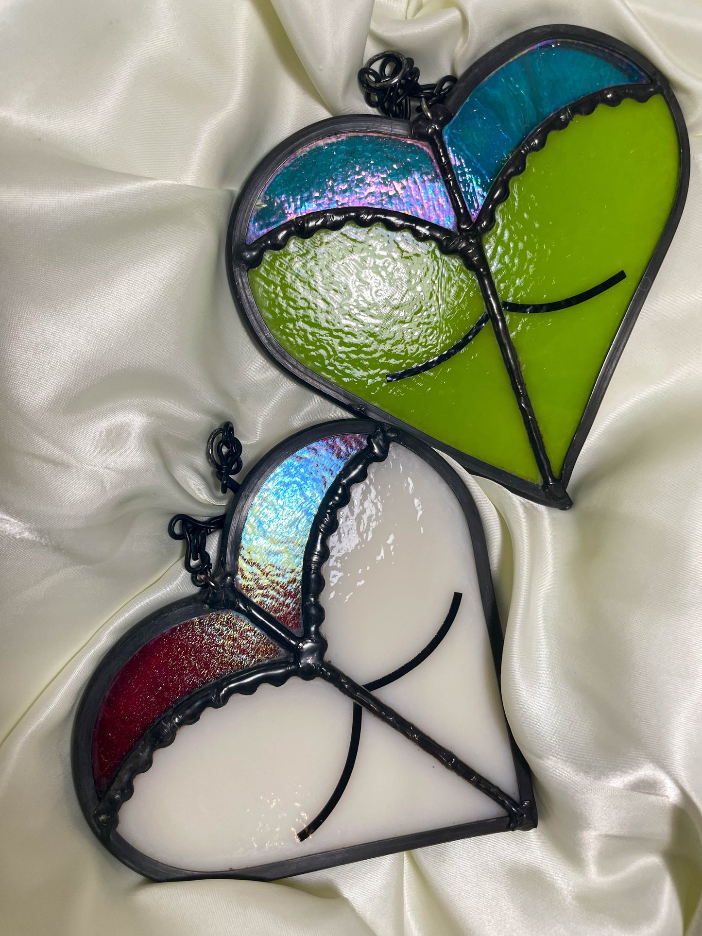 Green Toned Booty Heart Suncatcher